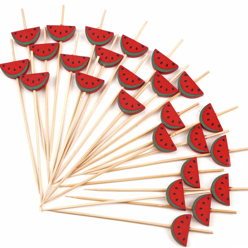 PuTwo Cocktail Picks Handmade Bamboo Toothpicks 100pcs 47 in Watermelon Decor
