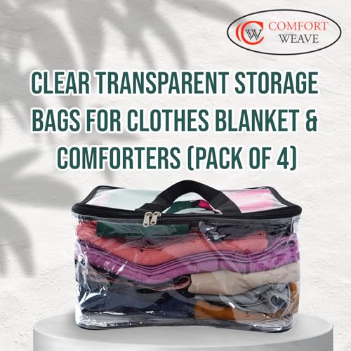 COMFORT WEAVE Clear Transparent Storage Bags for Clothes Blanket & Comforters - Pack of 4 - Image 4