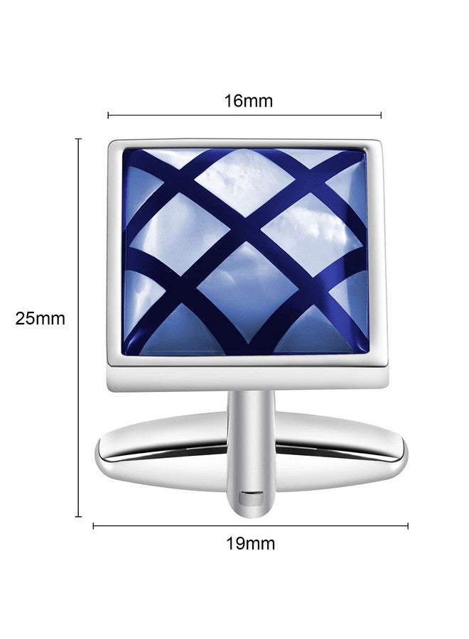 HAWSON Cufflinks For Men, Classic Mother Of Pearl Silver Cufflinks Sqaure, French Tuxedo Shirt Cuff Link For Wedding Business Formal Occasion, Personalized Gifts For Men - Image 4