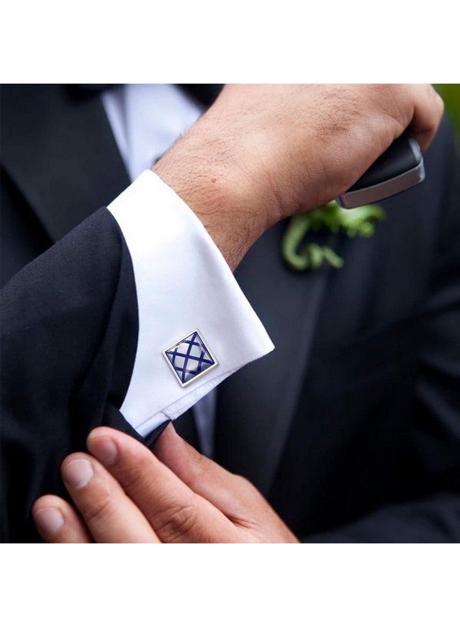 HAWSON Cufflinks For Men, Classic Mother Of Pearl Silver Cufflinks Sqaure, French Tuxedo Shirt Cuff Link For Wedding Business Formal Occasion, Personalized Gifts For Men - Image 2