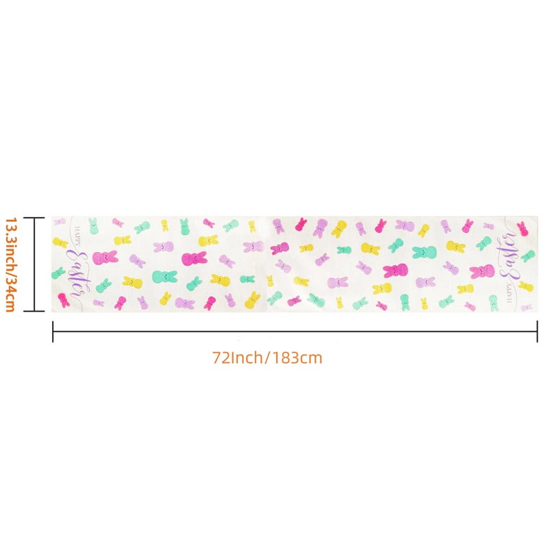 Moffris Happy Bunny Easter Table Runner Easter Spring Decorations for Table Indoor Home Party Decor 72 Inchs Long - Image 4