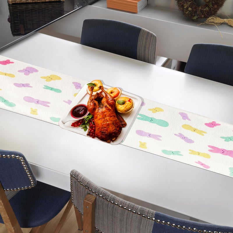 Moffris Happy Bunny Easter Table Runner Easter Spring Decorations for Table Indoor Home Party Decor 72 Inchs Long - Image 3
