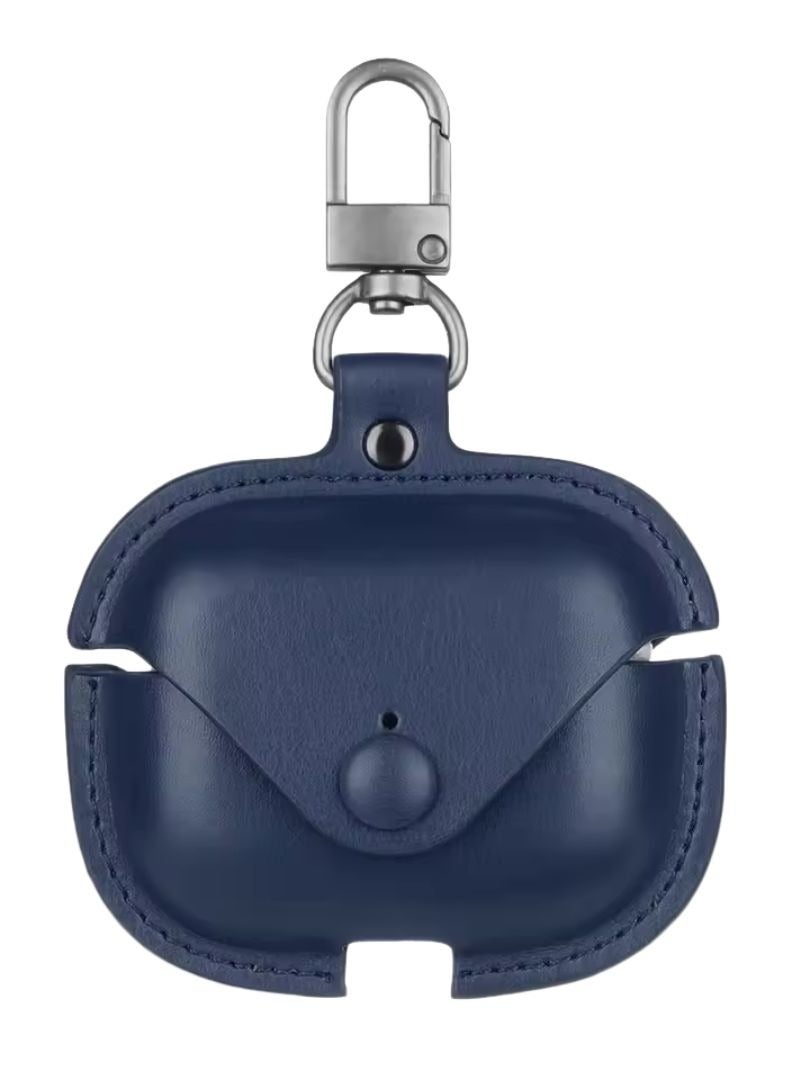 RADSUN AirPods Pro Case (1st & 2nd Generation), PU Leather Protective Cover with Carabiner Clip, Shockproof, Dustproof, and Scratch-Resistant Earbuds Case – Blue - Image 1