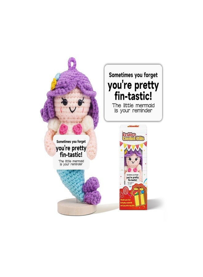 Hoedia Emotional Crochet Little Mermaid with Inspirational Sign, Positive Stuffed Animals Self Care Get Well Mother’s Day Easter Gifts for Mom, Friend Coworker Bestie Girlfriend Daughter Teacher Nurse - Image 1