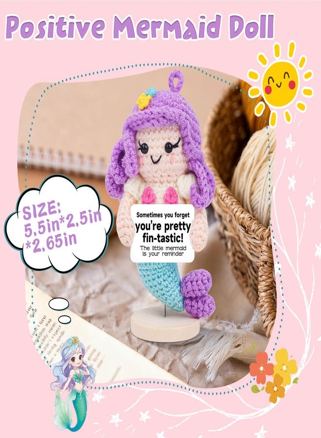 Hoedia Emotional Crochet Little Mermaid with Inspirational Sign, Positive Stuffed Animals Self Care Get Well Mother’s Day Easter Gifts for Mom, Friend Coworker Bestie Girlfriend Daughter Teacher Nurse - Image 2