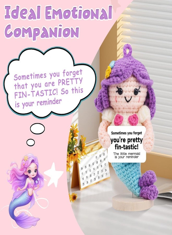 Hoedia Emotional Crochet Little Mermaid with Inspirational Sign, Positive Stuffed Animals Self Care Get Well Mother’s Day Easter Gifts for Mom, Friend Coworker Bestie Girlfriend Daughter Teacher Nurse - Image 4