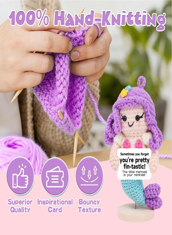 Hoedia Emotional Crochet Little Mermaid with Inspirational Sign, Positive Stuffed Animals Self Care Get Well Mother’s Day Easter Gifts for Mom, Friend Coworker Bestie Girlfriend Daughter Teacher Nurse - Image 3