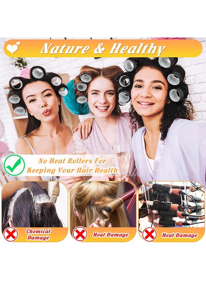 RESONIX 40-Pack Self Grip Hair Rollers with Duckbill Clips & Storage Bag, 3 Sizes (6cm, 4.5cm, 3.6cm) – Heatless Curlers for Long, Medium & Short Hair, Create Natural Volume & Bang Curls (Black) - Image 5