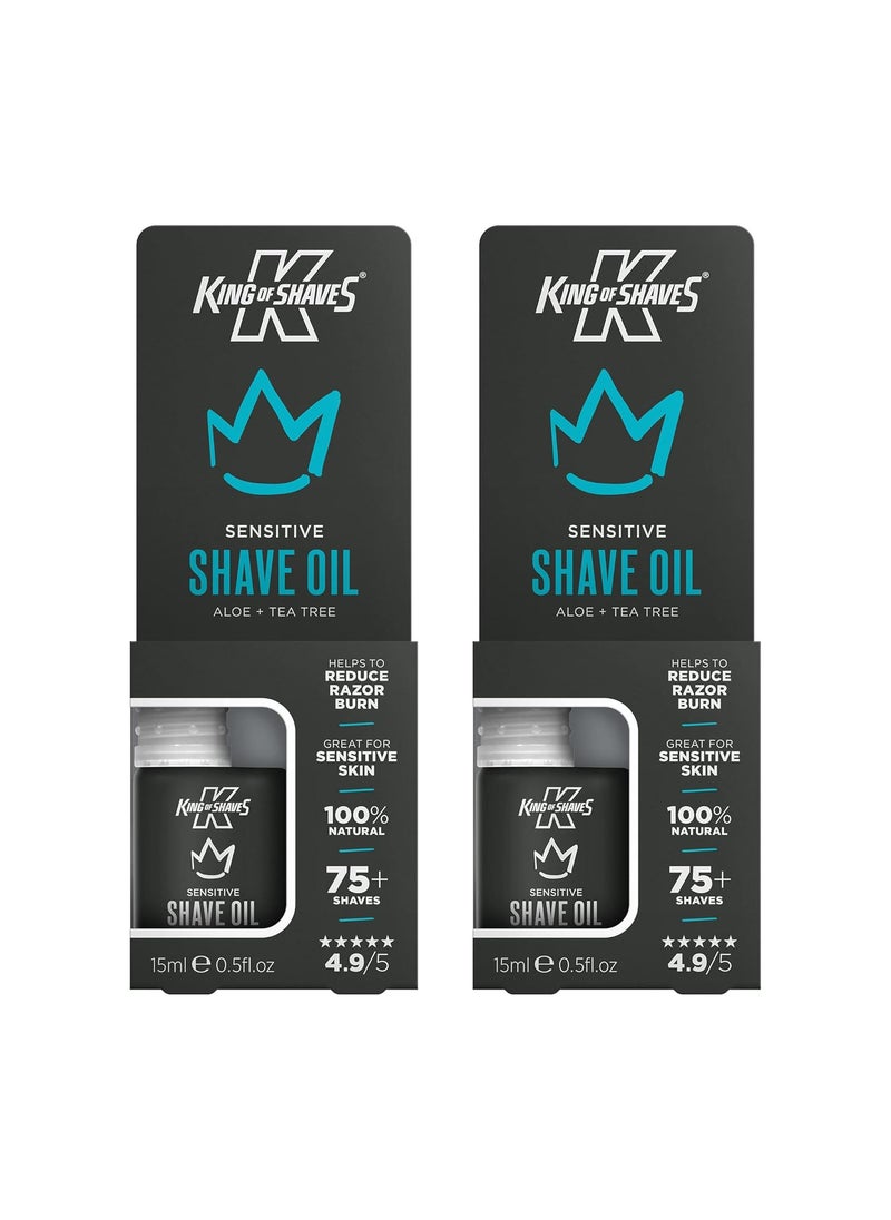 King of shaves - King Of Shaves Sensitive Shaving Oil For Men 15ml TWIN PACK Packaging May Vary - Image 1