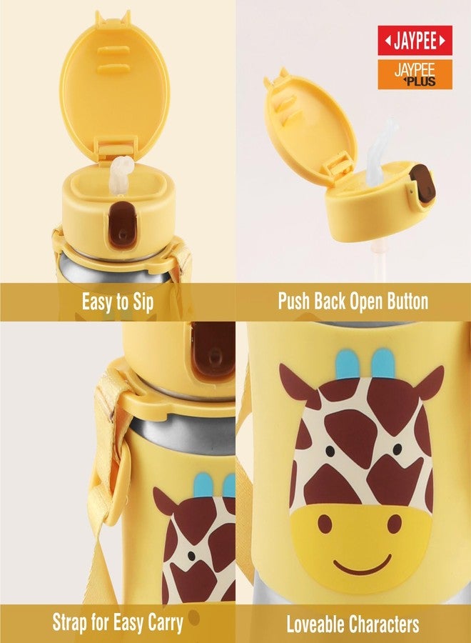 JAYPEE Lil Buds Baby Sipper Bottle For Kids |Food Grade Inner Stainless Steel With Straw|Better Grip With Silicone Cladding|Adjustable Strap For Easy Carry|Drinking Sipper, Yellow ,350 Ml - Image 5