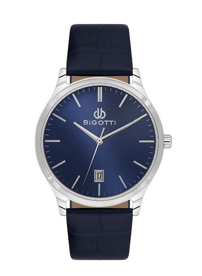 BIGOTTI Bigotti - Quotidiano Men Watch | Genuine LeatherBrass Case | Analog | Round Dial | Mineral Glass | Japanese Quartz | Water Resistant 50 Meters