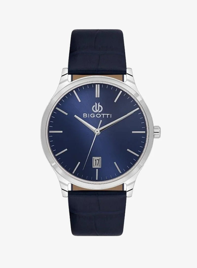 BIGOTTI Bigotti - Quotidiano Men Watch | Genuine LeatherBrass Case | Analog | Round Dial | Mineral Glass | Japanese Quartz | Water Resistant 50 Meters