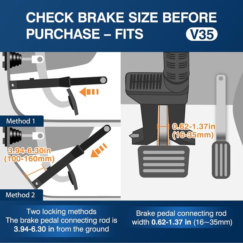 OPSOOPI Brake Pedal Lock - Anti Theft Car Device with Escape Hammer and 3 Keys - Image 2