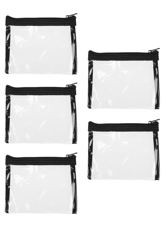 Hariendny 5 Pcs 6 x 3.5-inch Clear Waterproof Cosmetic Bag with Zipper Small Makeup Pouches for Purse Mini Clear Zipper Bag, Small Travel Kit Storage Pouch for Bathroom Vacation Organizing(Black) - Image 1