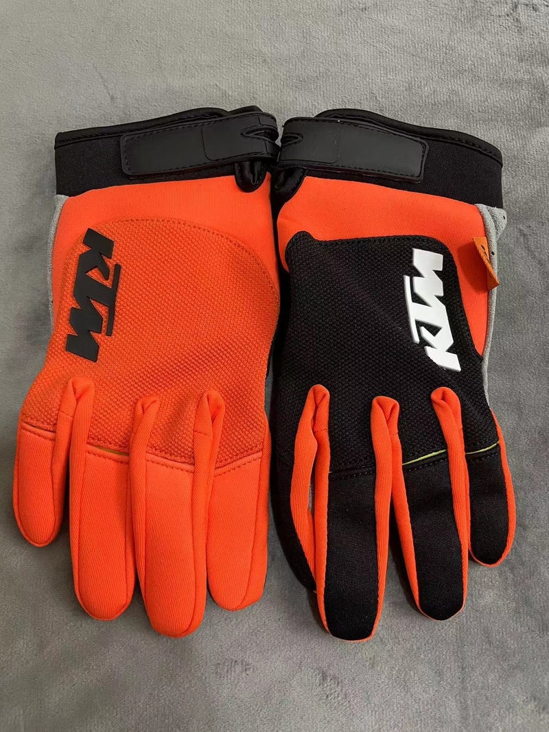 KIM 6 Color Orange Motorbike Touch Screen Non-Slip Long Finger Riding Gloves