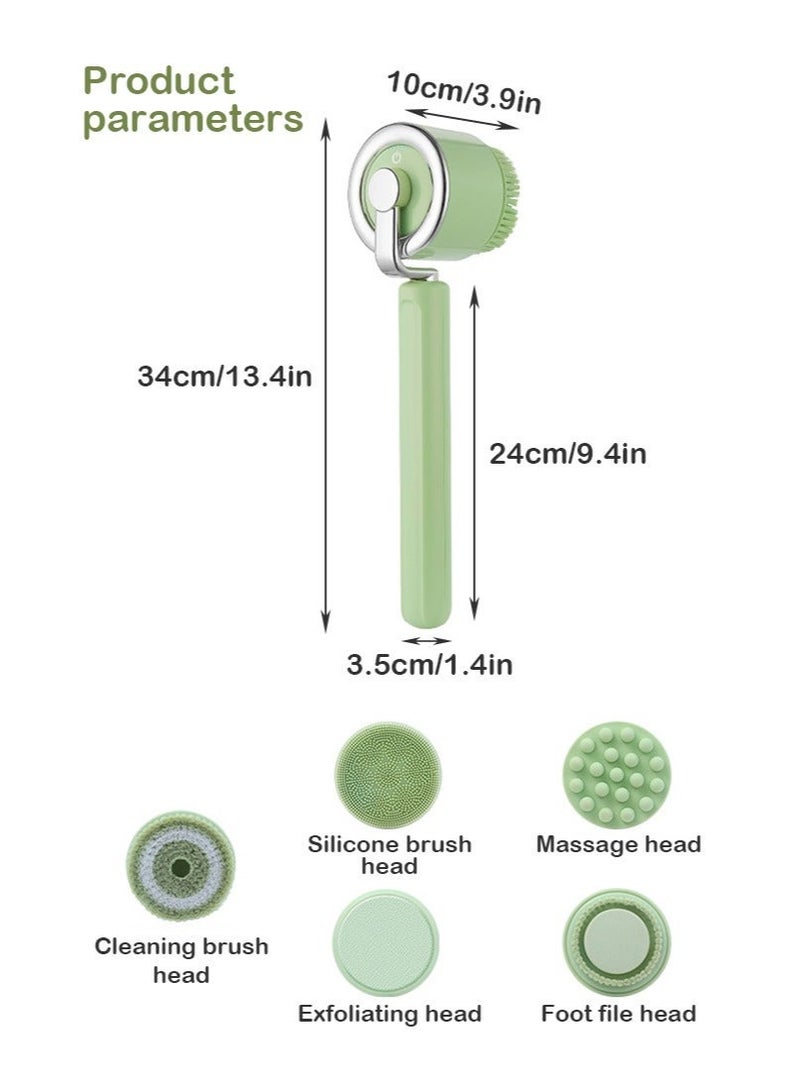 Forthcan Electric Bath Body Brush with Long Handle, 5 Replaceable Heads, Waterproof Shower Exfoliator and Rechargeable Back Scrubber Massager - Image 4
