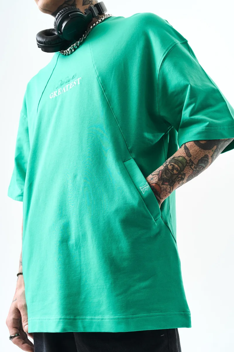 RESPIRE Men's Greatest Embroidered Oversize T-Shirt, Green