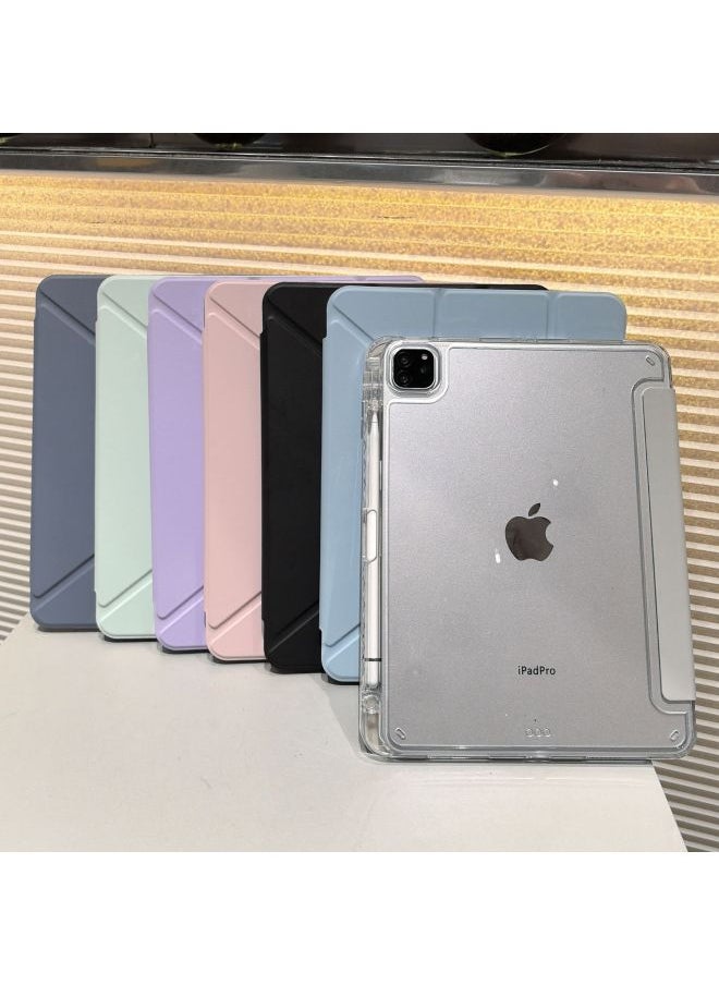 Generic - Acrylic Protective Case For IPad Pro11 Air6 Transparent Shockproof Anti-Bend Magnetic Flip Cover 10.2Y Foldable Durable Hardshell-Color:white Ice Blue-Applicable Model:2025 Ipadair7/Air4/5 10.9/Air6 11 Inch Universal (bottom Shell With Magnetic Magnet) - Image 1