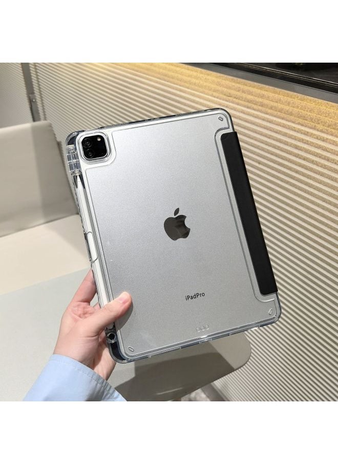 Generic - Acrylic Protective Case For IPad Pro11 Air6 Transparent Shockproof Anti-Bend Magnetic Flip Cover 10.2Y Foldable Durable Hardshell-Color:white Ice Blue-Applicable Model:2025 Ipadair7/Air4/5 10.9/Air6 11 Inch Universal (bottom Shell With Magnetic Magnet) - Image 1