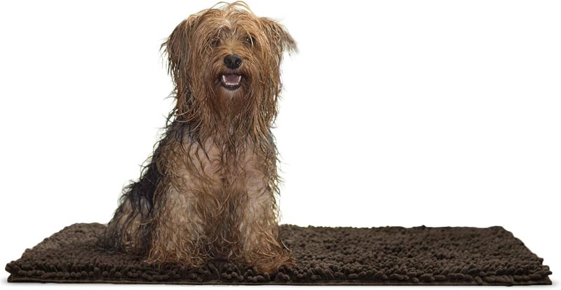 Furhaven 30" x 21" Highly Absorbent Dog Door Mat for Muddy Paws, 100% Washable, Perfect for Entryway, Kitchen, & Bathroom Use - Chenille Shammy Rug - Mud (Brown), Medium - Image 1