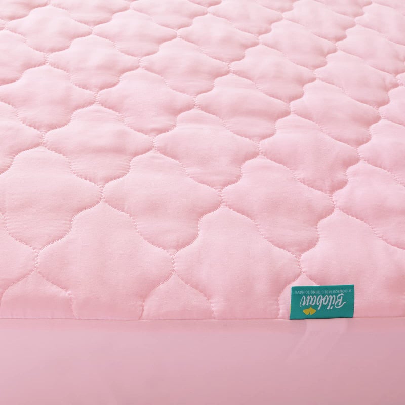 Biloban Crib Mattress Protector Sheets Fitted Waterproof Crib Mattress Pad Cover, Noiseless & Machine Wash 100% Absorbent Crib/Toddler Mattress Protector Sheet Quilted, Pink, 52" x 28" - Image 4