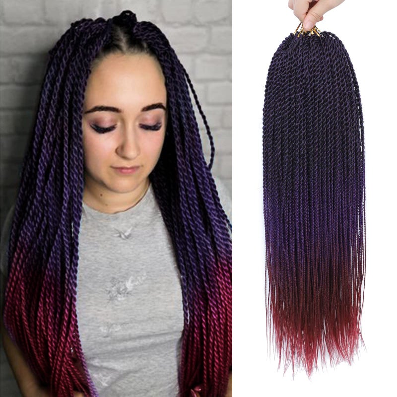 NAYOO Purple Crochet Senegalese Twist 18 Inch 8 Packs Small Twist Crochet Hair 35 StrandsPack Braids Hot Water Setting 18 Inch 1BPurpleBug