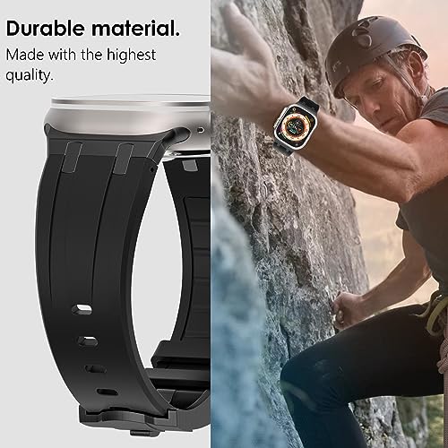 WINGLE AP Luxury Bands for Apple Watch Band Ultra 3/2/1 Band Ultra 49mm Series 11 10 46mm 45mm 44mm 42mm SE 3/2/1 Series 9 8 7 6 5 4 3 Men Women Silicone Rubber Metal Adapter iWatch Sport Bands, Black - Image 4