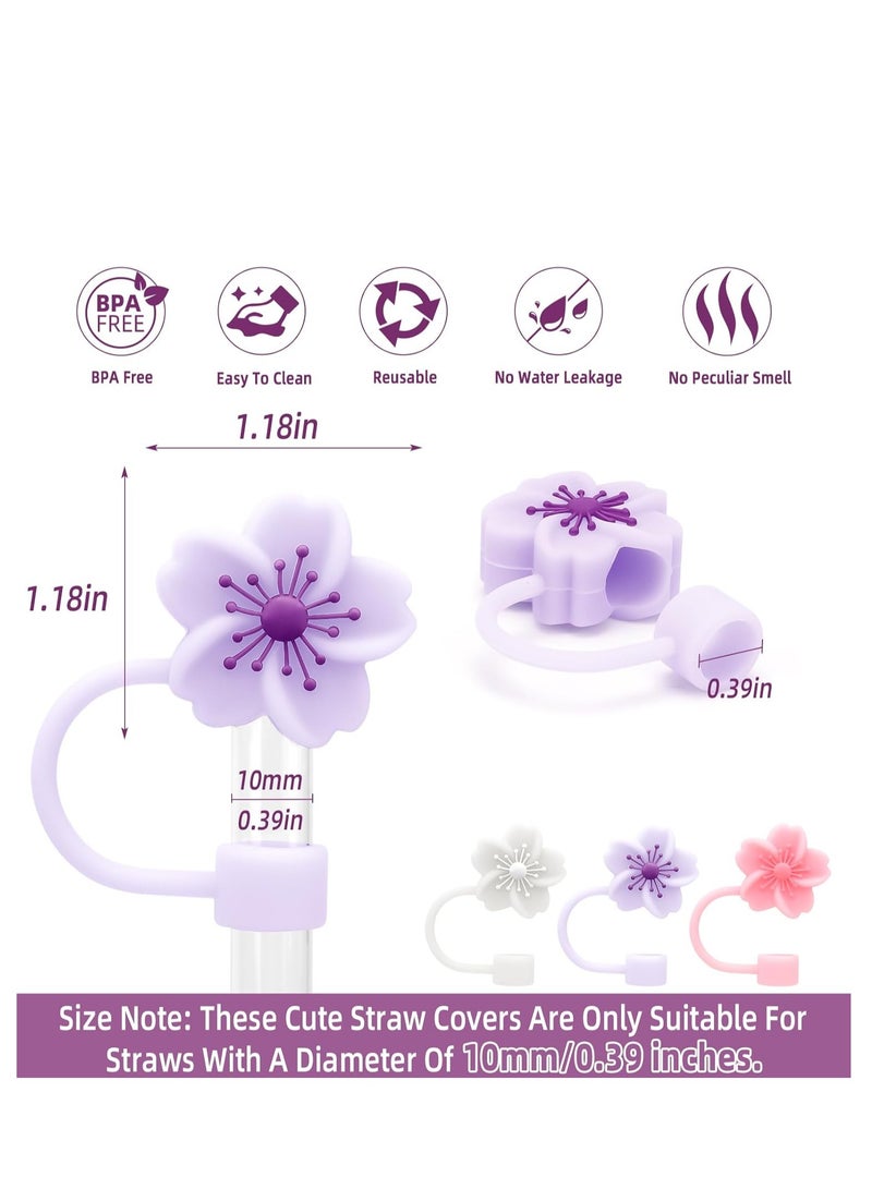 Furtey Stanley Cup Accessories Set Including 1 Pcs Water Bottle Handle Strap, 1 Pcs Siliocne Straw Cover, 1 Pcs Siliocne Stanley Cup Boot, 3 Pcs Stanley Charms for Stanley Cup 40oz & 30oz Tumbler - Purple - Image 5
