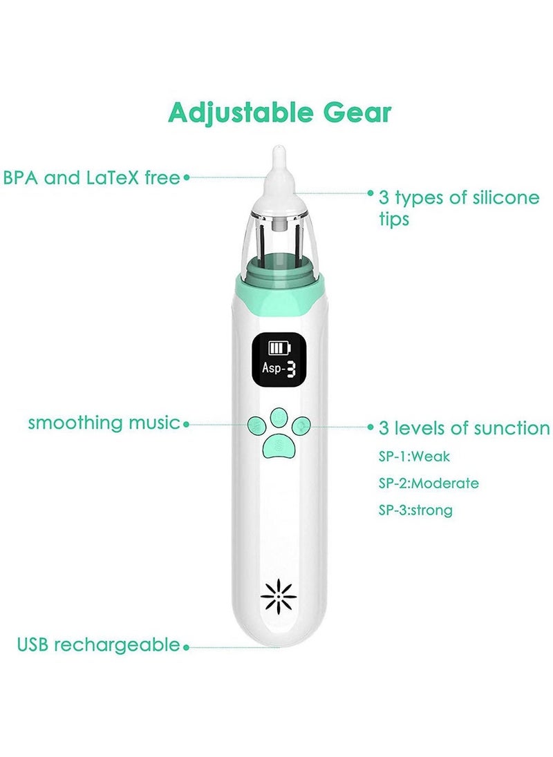 Generic Automatic Baby Nasal Aspirator Nasal Vacuum Cleaner For Infant Safety Electric Silent Cleaner - White/Green  - Image 5
