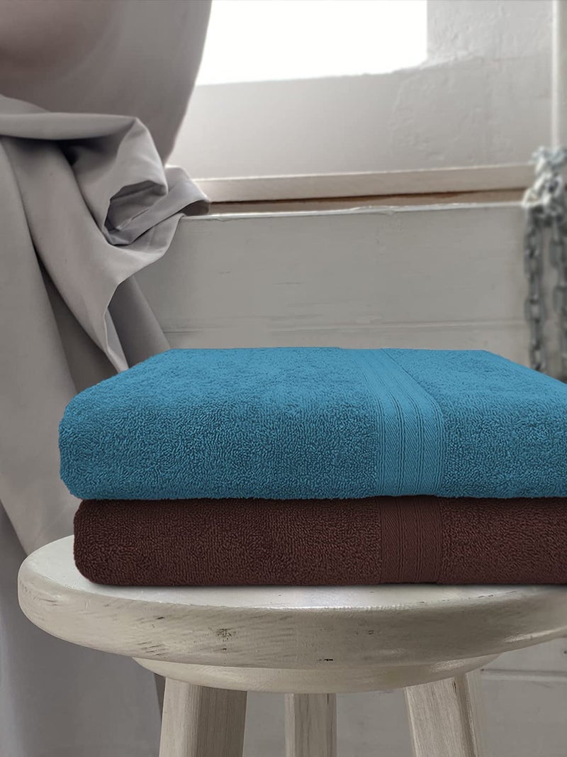 Sassoon Anatolia 100% Cotton 2 Piece XL Bath Towel Set, 500 GSM (Teal+Cocoa) 70cmX140cm Extra Soft & Absorbent, Antibacterial, Quick Drying & Perfect for Daily Use - Image 2