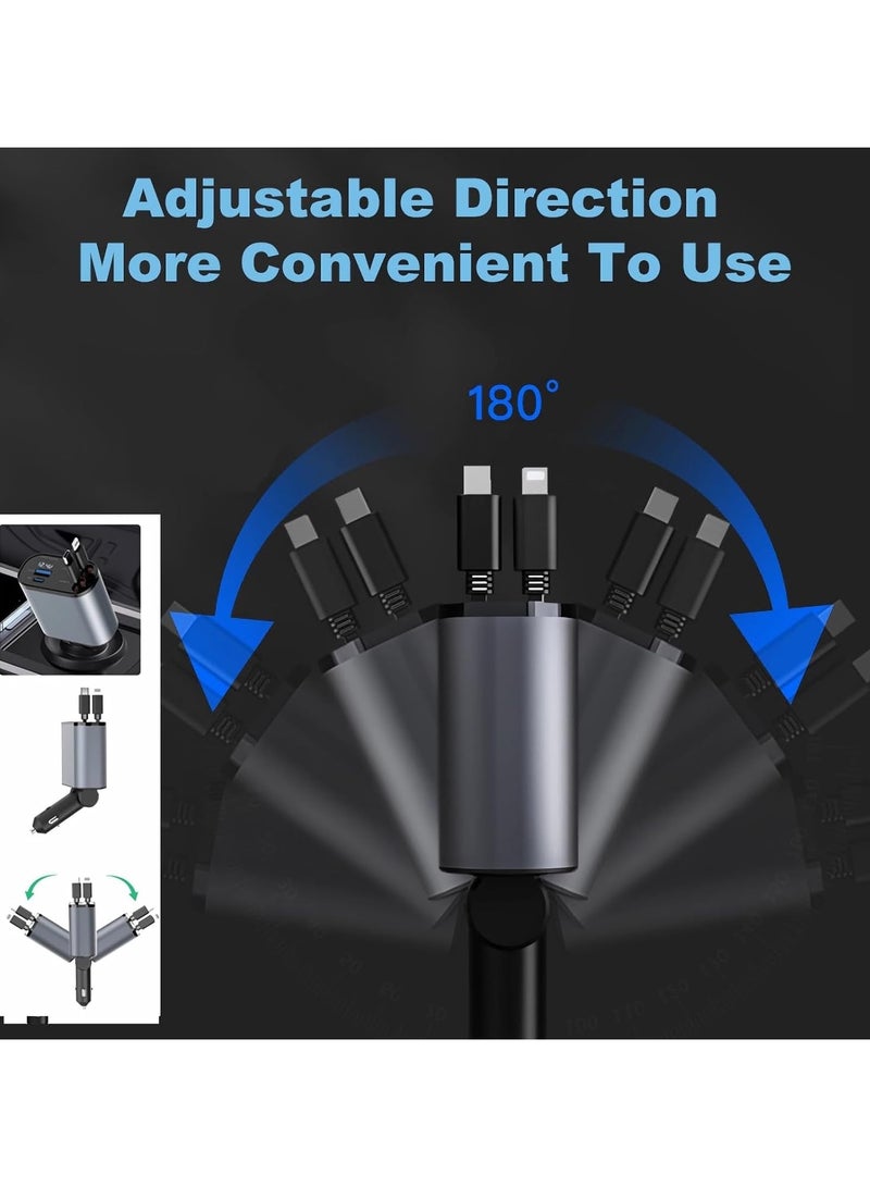 General Retractable Car Charger 4 in 1 Fast Charging 100W Car Mobile Phone Charger, Compatible with iPhone Series, Tablet, Laptop, etc.  - Image 4