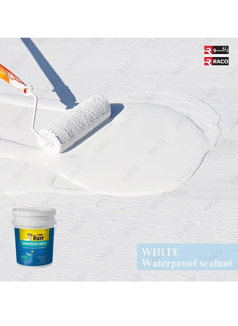 RACO - Dr.Fixit Uniproof 4000|White Liquid Waterproof Sealant for Roof | Outdoor Water-Based Waterproof Coating. - Image 1