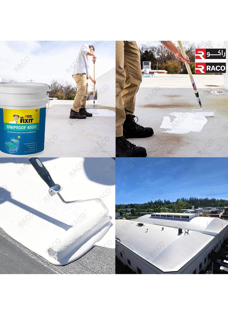 RACO - Dr.Fixit Uniproof 4000|White Liquid Waterproof Sealant for Roof | Outdoor Water-Based Waterproof Coating. - Image 1