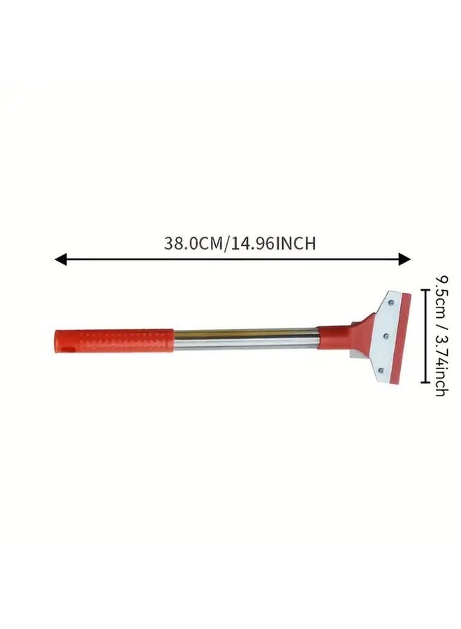 قطعتان ١٤٫٩٦ بوصة مكشطة فولاذية مقاومة للصدأ بمقبض أحمر غير قابل للانزلاق - Image 1