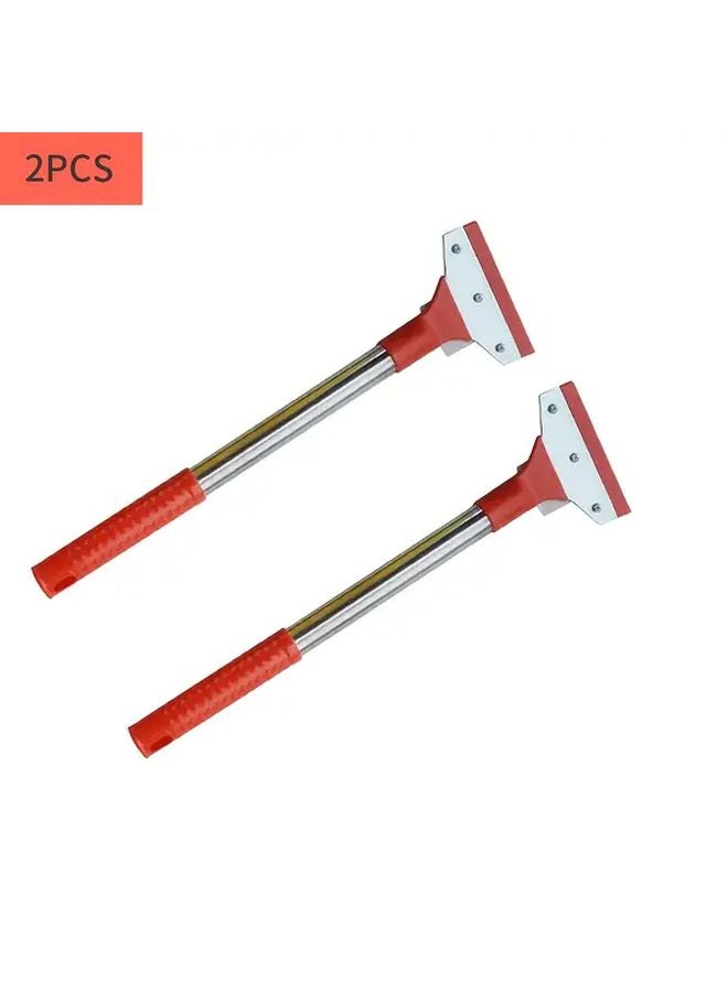 قطعتان ١٤٫٩٦ بوصة مكشطة فولاذية مقاومة للصدأ بمقبض أحمر غير قابل للانزلاق - Image 2