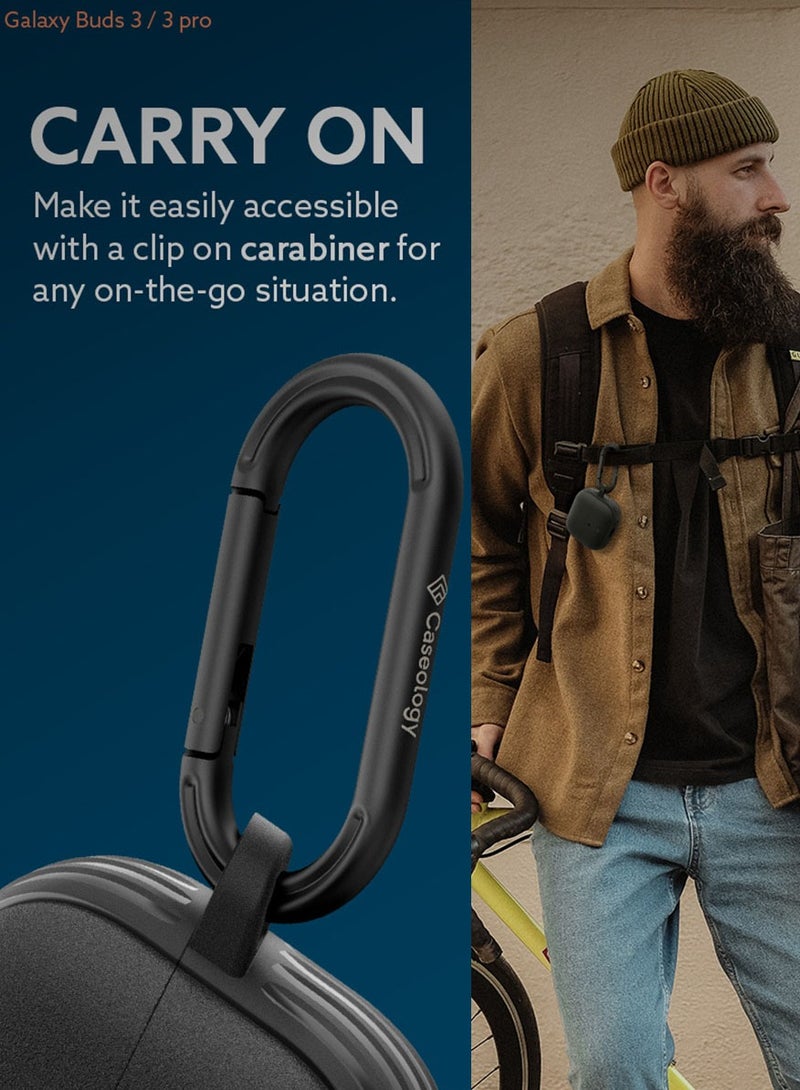 Caseology Vault Samsung Galaxy Buds 3 Pro Case and Buds3 Case Cover with Carabiner - Matte Black - Image 4