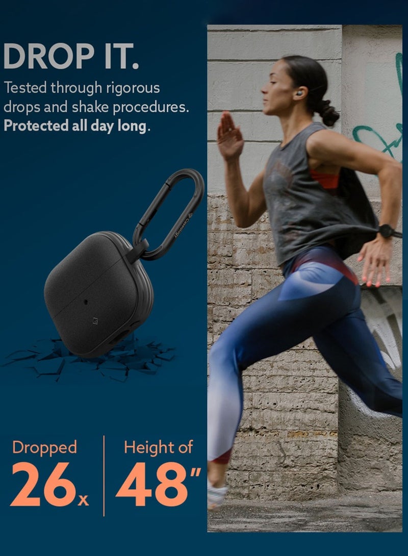 Caseology Vault Samsung Galaxy Buds 3 Pro Case and Buds3 Case Cover with Carabiner - Matte Black - Image 3