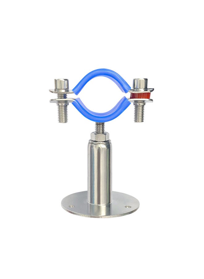304 Stainless Steel Adjustable Pipe Bracket With Blue Anti-skid Gasket Fixed Gas Pipe Pipe Card-Specification Model:Φ150-159 Column Height 150-200 With Pad  - Image 5