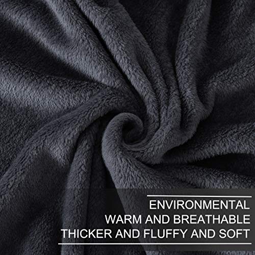 Richave Fleece Blanket Queen Size for All Season 350GSM - Premium Lightweight Anti-Static Throw for Queen/Full Size Bed Extra Soft Brush Fabric Warm Sofa Thermal Blanket 90" x 90"(Dark Gray Queen) - Image 4