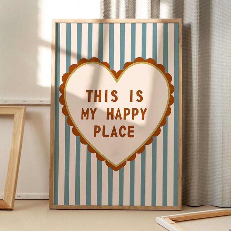 TNESSENTIAL This Is My Happy Place Art Canvas Poster, Trendy Wall Art, Blue Love Heart Aesthetic Decor, Retro Home Decor, Printed Gift - Image 2