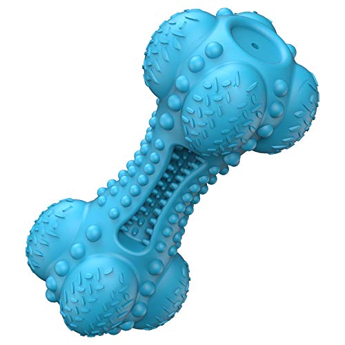 SCHITEC Squeaky Dog Chew Toy Tough Durable Natural Rubber Bone with Toothbrush Indestructible for Aggressive Chewers Large Medium Breed Teeth Cleaning - Image 1