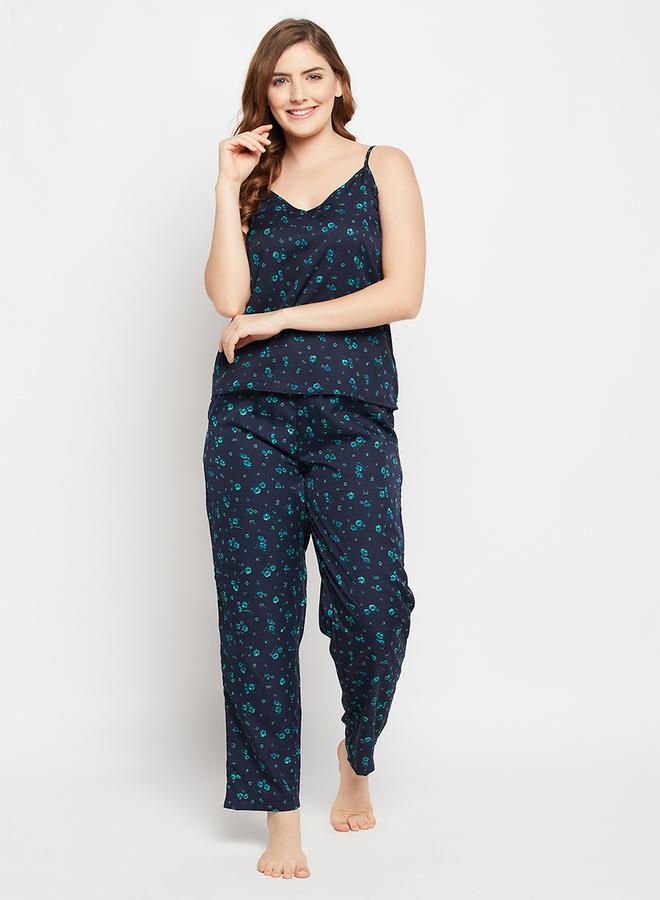 كلوفيا طقم بيجامة كامي بياقة على شكل حرف  بطبعة زهور من ستايلي - Image 2