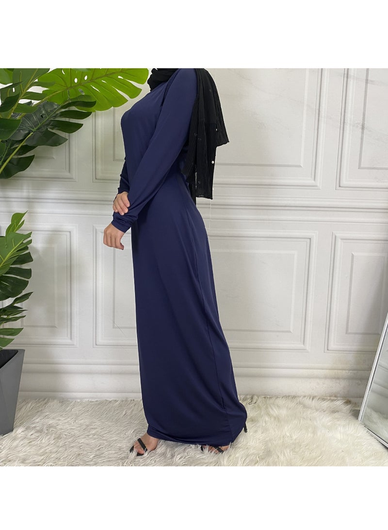 إسكدنيا Mock Neck Casual Abaya, Soft Breathable Long Sleeve Women Abaya Dress, Long Lasting Comfortable Normal Muslim Women Islamic Dress for Prayer, Daily Wear, Occasion Wear, ( Size L, Brown) - Image 2