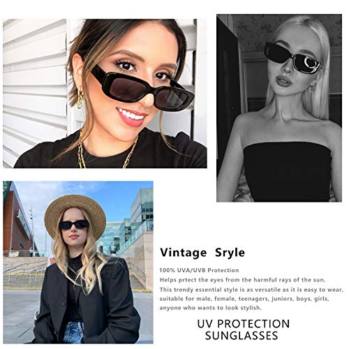KUGUAOK 4 PACK Retro Rectangle Sunglasses Women and Men Vintage Small Square Sun Glasses UV Protection - Image 2