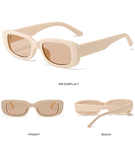 KUGUAOK 4 PACK Retro Rectangle Sunglasses Women and Men Vintage Small Square Sun Glasses UV Protection - Image 4