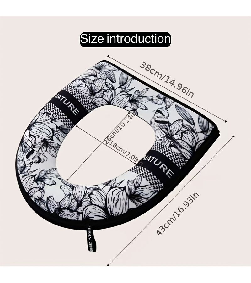 Dark Blue Vintage Toilet Cover Set Soft Comfortable Full Coverage Zipper - Image 3