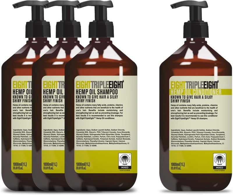 Eight Triple Eight Hemp Oil 3x Shampoo 1x Conditioner 1L