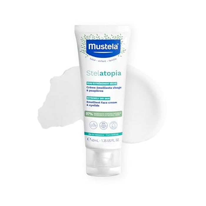 Mustela Stelatopia Eczema-Prone Skin Emollient Baby Face Cream - Face Moisturizer with Natural Avocado & Sunflower Oil - Fragrance-Free - 1.35 Fl Oz (Pack of 1) - Image 1