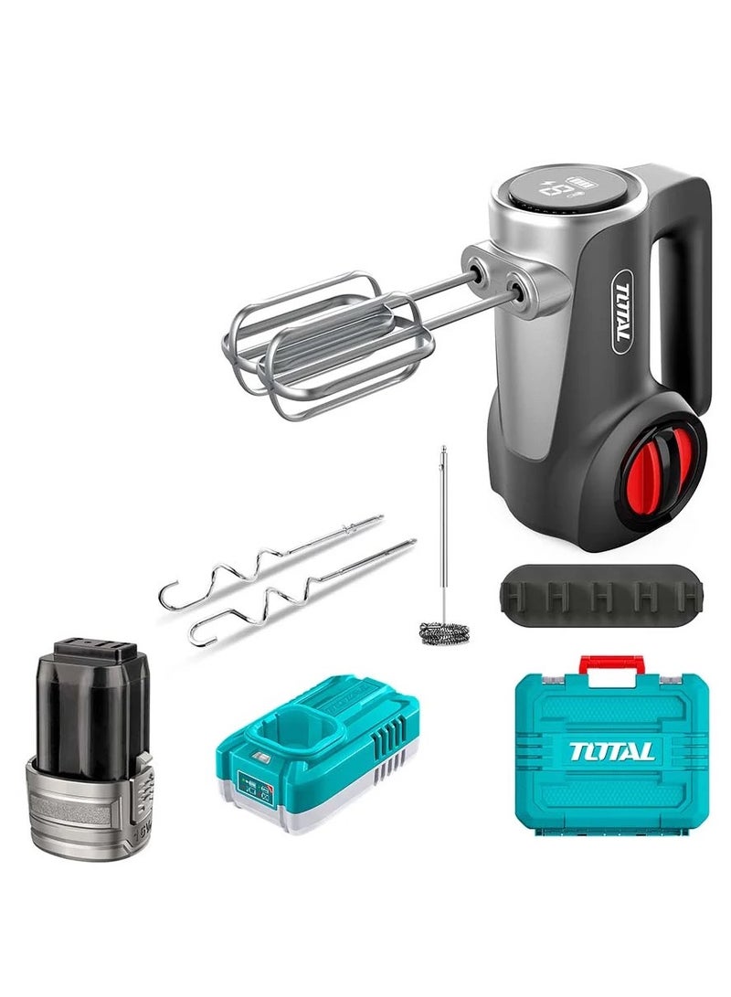 TOTAL 16V 7-Speed Cordless Hand Mixer – Rechargeable Electric Beater with Whisks, Dough Hooks & Frother - Image 3