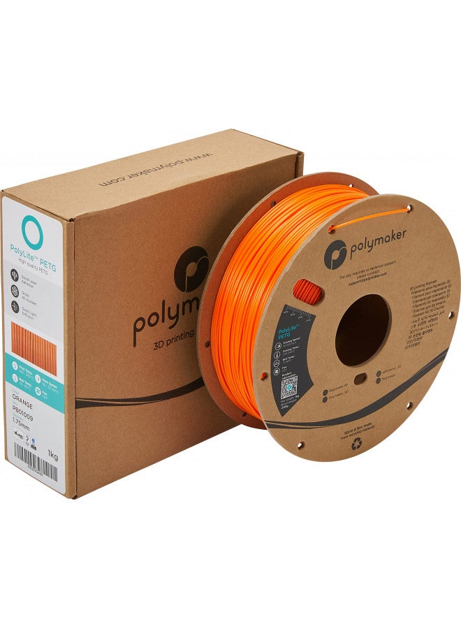 polymaker خيوط بوليمكر PETG 1.75 مم، 1 كجم خيوط طابعة ثلاثية الأبعاد PETG قوية برتقالية - خيوط بوليلايت PETG برتقالية للطباعة ثلاثية الأبعاد 1.75 مم، دقة أبعاد +/- 0.03 مم، الطباعة مع معظم الطابعات ثلاثية الأبعاد - Image 4